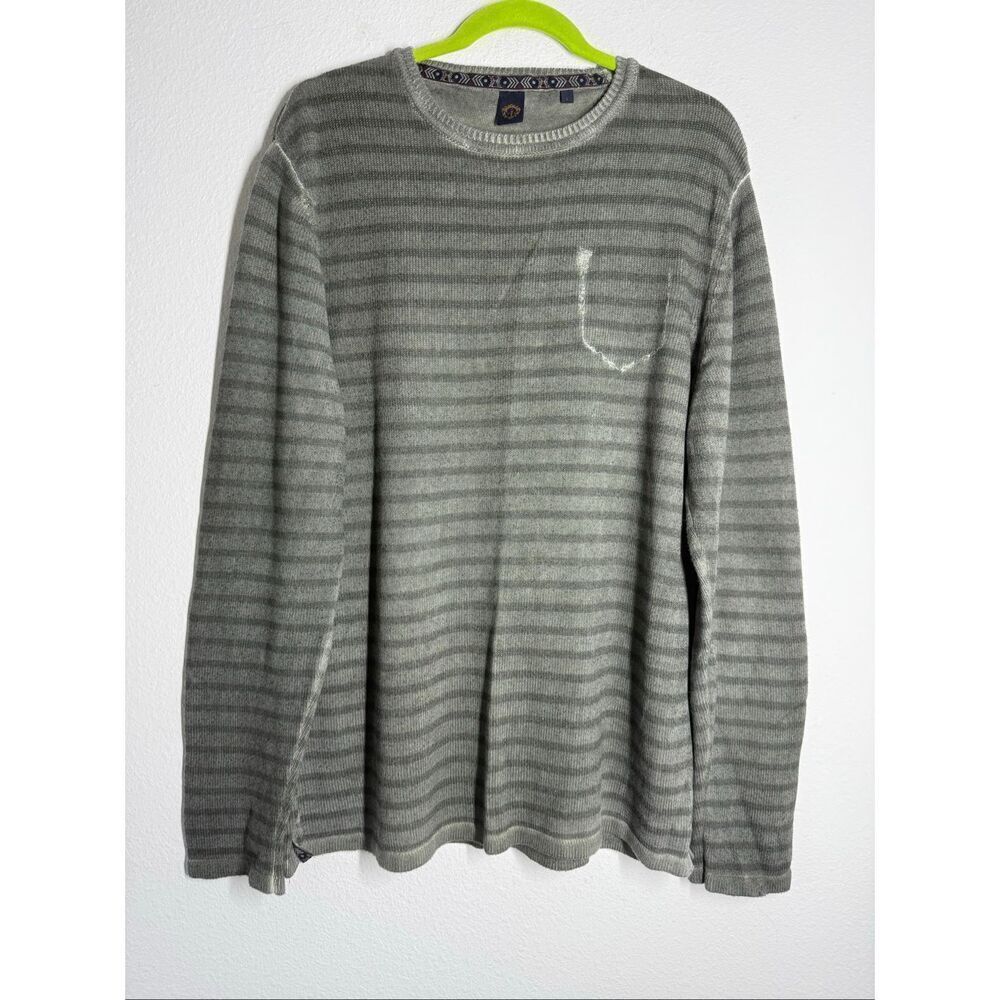 Rare GT Luxury Crewneck Knit Men’s Distressed Sweater Gray Striped Size L *Notes